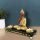 Meditating Buddha Statue on Wooden Tray